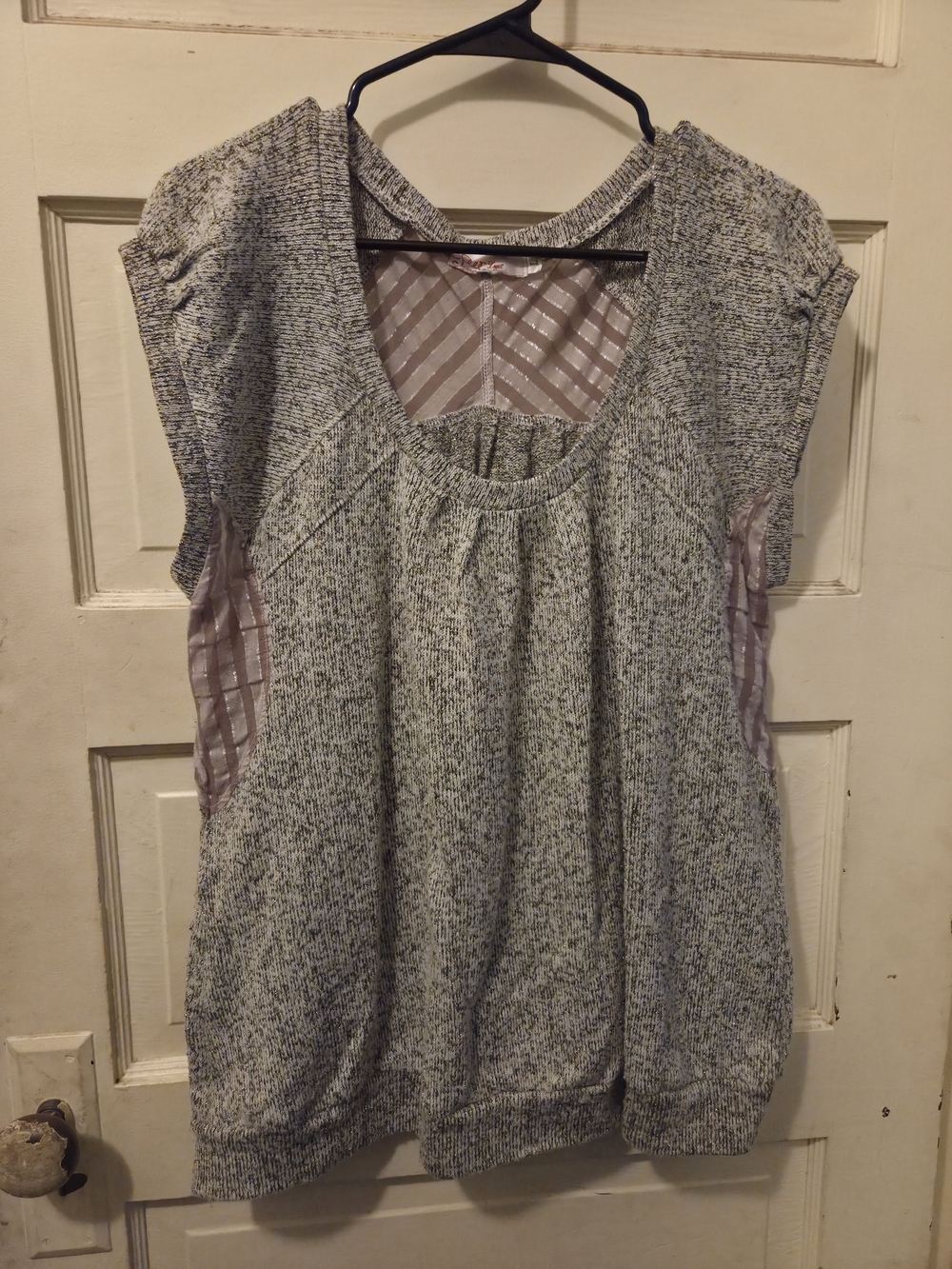 Women's Heathered Gray Knit Cap-Sleeve Top